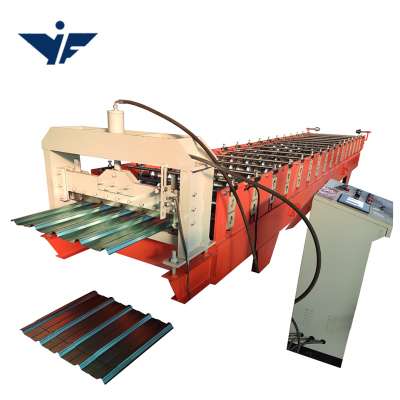 750 galvanized steel PPGI trapezoidal metal roofing sheet making machinery for Indonesia